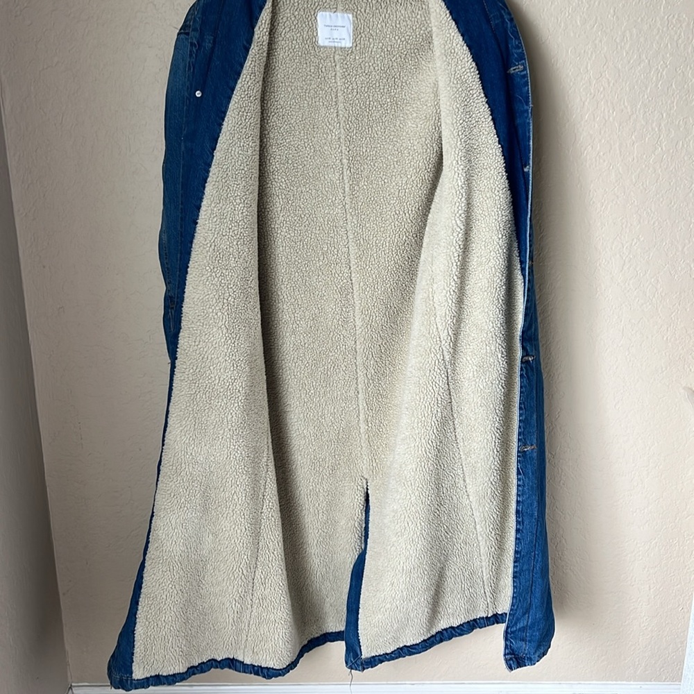 Zara denim Sherpa lined trench coat - Picture 9 of 10